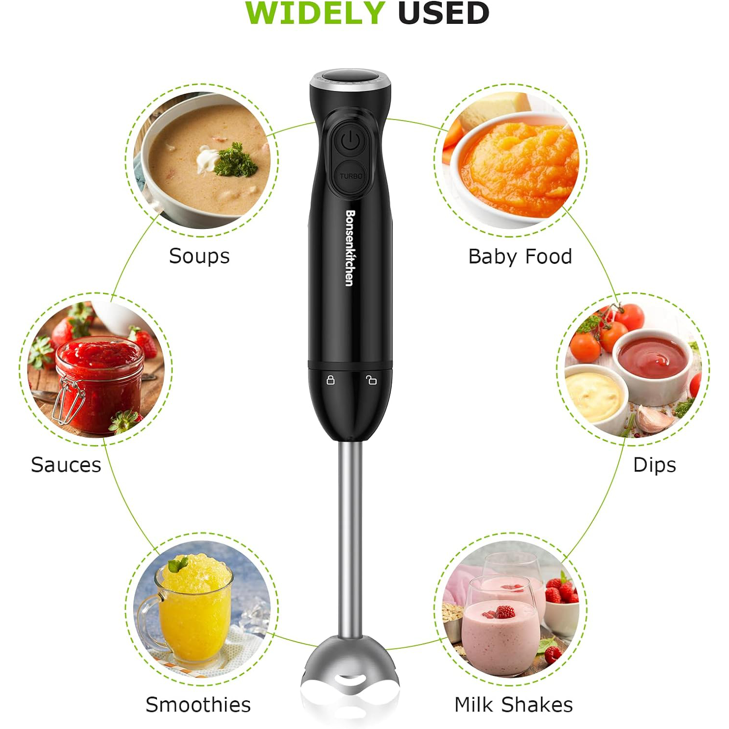 Bonsenkitchen Handheld Electric Immersion Stainless